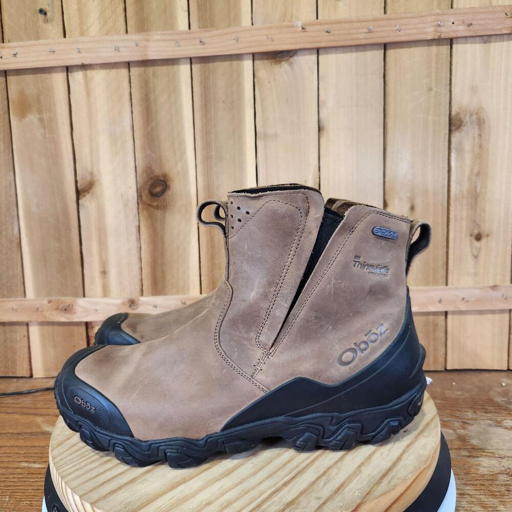 Oboz Big Sky Chelsea Boots Mens 14 Brown Waterproof Insulated Pull On Winter